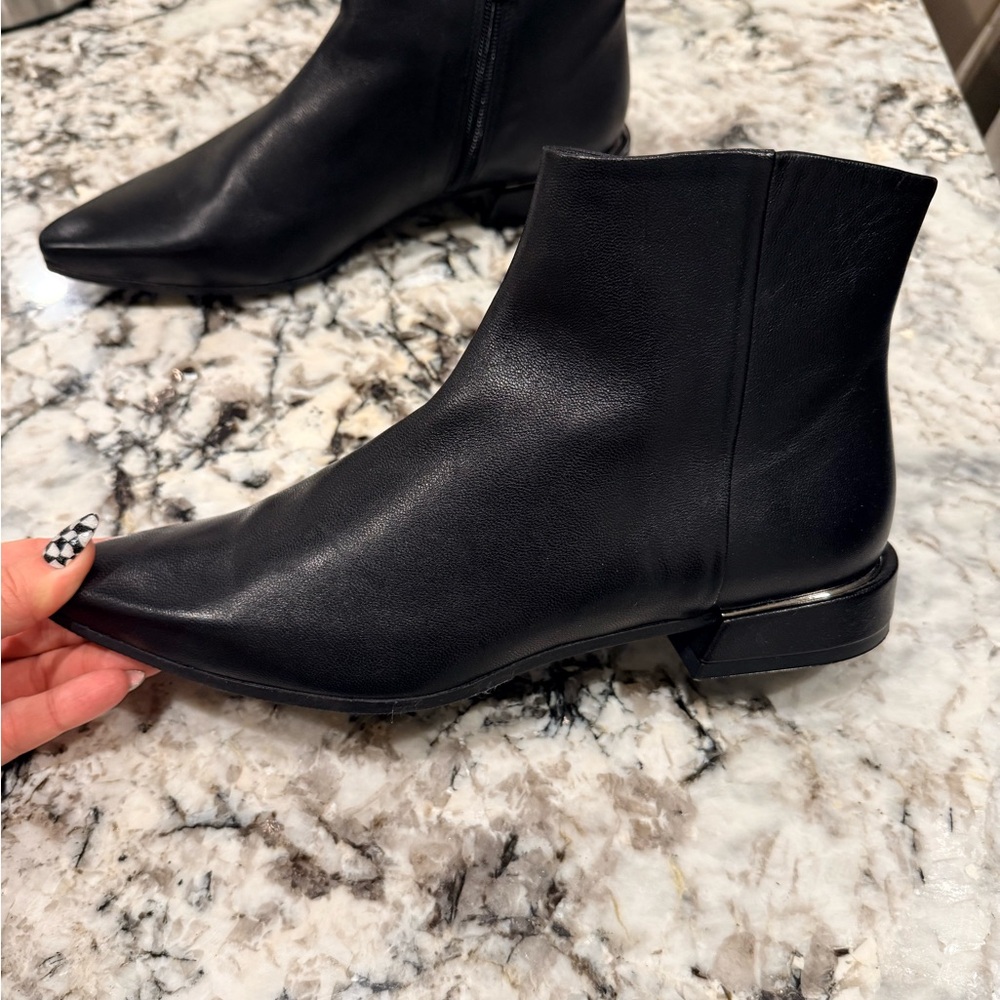 Black Leather Ankle Booties